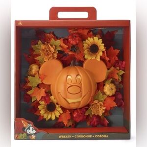Disney Parks 2024 Halloween Mickey Mouse Jack-o-Lantern Pumpkin Wreath 16” NEW